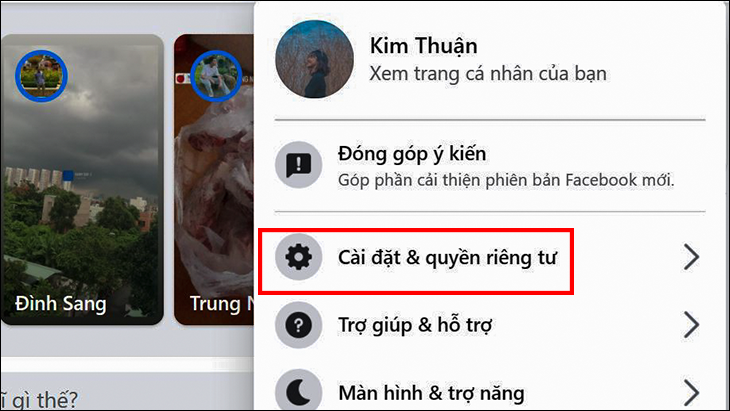 Vào cài đặt trên trang cá nhân